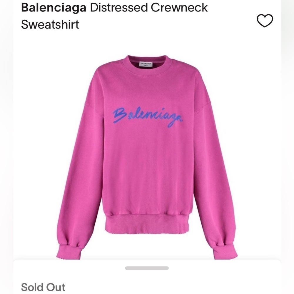 Balenciaga Ladies Dark Fuchsia Brushstroke Logo Print Sweatshirt - Picture 6 of 16